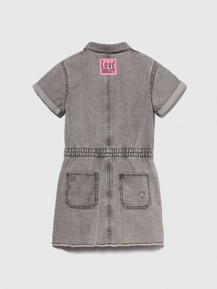 Denim dress with tears - girls' dresses - Light Gray | Sisley Young image number 2
